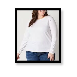 NWT Women's Plus Size A.N.A White Long Sleeve Top